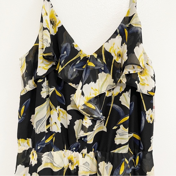 NWT INC Floral Print High-Low Maxi Dress Asymmetrical Ruffles Sundress Size 12 - Picture 3 of 11